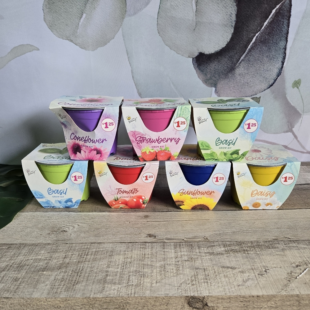 BUZZY | Colorful Plant Growing Kits 7-pc Set